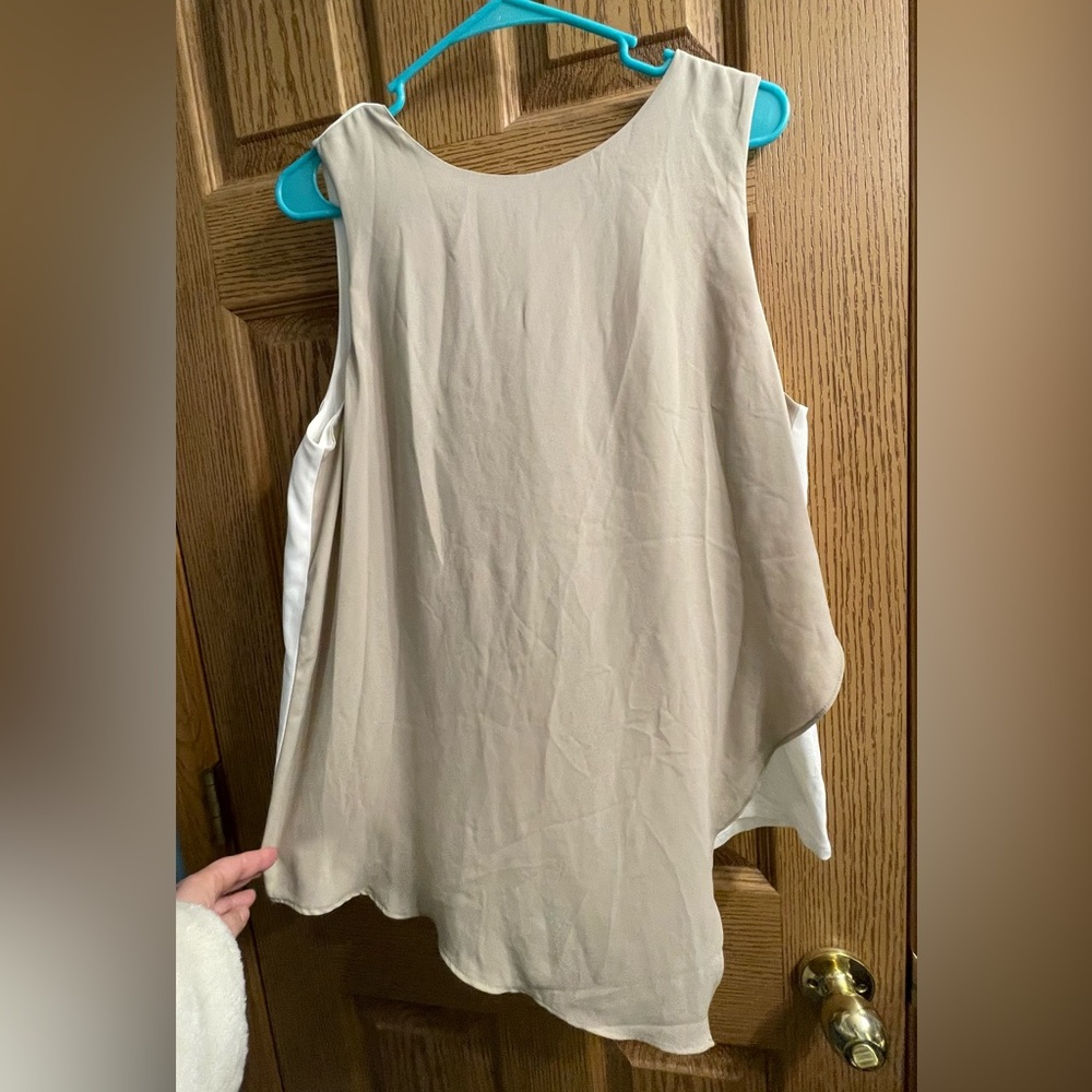 White House black market asymmetrical blouse tank size large.